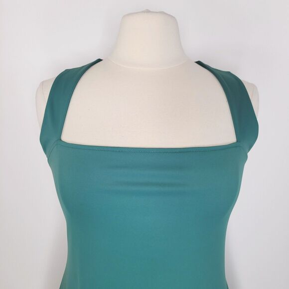 QINSEN NWT Athletic Dress Size US 10 Square Neck Lined Retro Pin Up Green - Picture 6 of 12